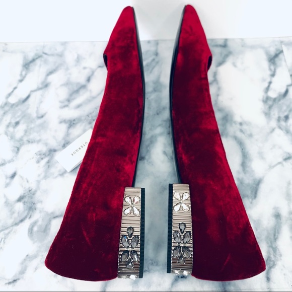 Uterque Zara Velvet Ballerina Flats Bejeweled - Picture 7 of 13